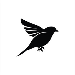 Minimalist Sparrow Logo: Create a sleek, minimalist silhouette of a sparrow in flight, focusing on clean lines and simplicity for a modern logo design.

