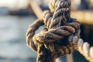 A Close-Up View of a Nautical Rope Knot