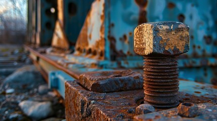 A rusty screw nut symbolizing decay and the need for repair. Rusty screw nut with signs of corrosion and loss of function.