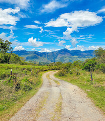 Rustic Road to Las Gachas, Santander Colombia Surrounded by Lush Nature