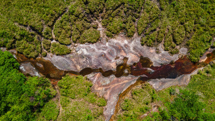 Obraz premium Aerial View of Las Gachas River Pools in Santander, Colombia