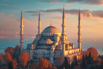 Fototapeta premium Timeless elegance of the iconic blue mosque in istanbul a breathtaking architectural masterpiece