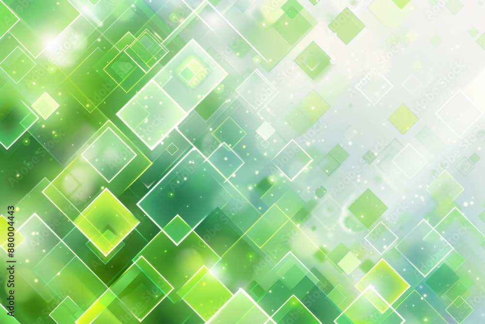 Poster abstract background with green geometric shapes and a white glow, in light and soft tones pattern wi