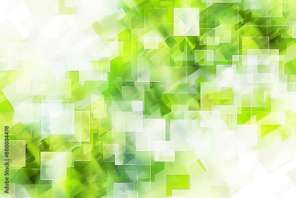 Poster abstract background with a light green color, white, and square shapes design of a presentation temp