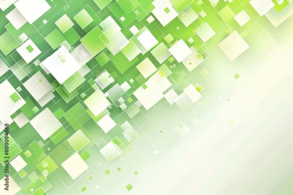 Poster abstract background with green and white squares on a light background simple lines and geometric sh