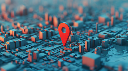 Big Red Marker on A Map 