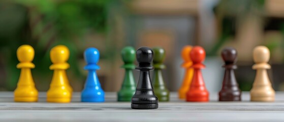 Colorful Chess Pieces In Row