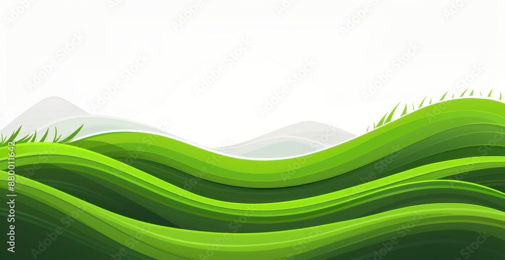 Poster banner background with green wavy line on white background white space in the middle for text or log