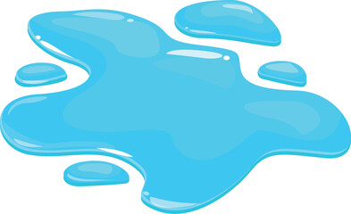 Cartoon puddle of water spilling on the ground