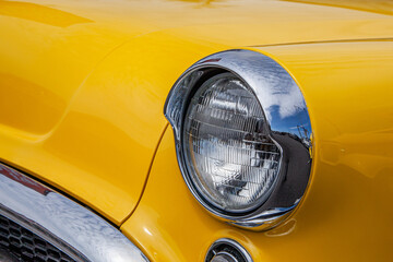 yellow car headlight