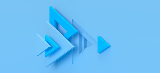 3d rendering of illustrations of geometric shapes of triangles. 3d rendering on the theme of buttons and video screensavers, geometric patterns, screensavers, backgrounds. The color is blue.