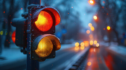 traffic light in the street created with Generative AI technology