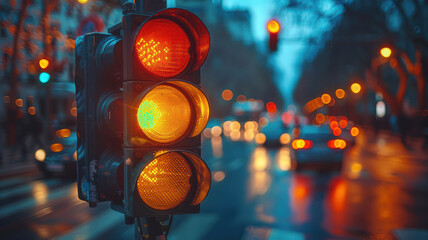 traffic light in the street created with Generative AI technology