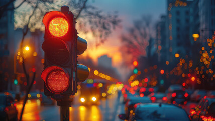 traffic light in the street created with Generative AI technology