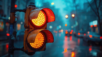 traffic light in the street created with Generative AI technology