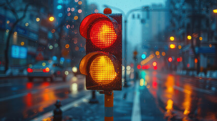 traffic light in the street created with Generative AI technology