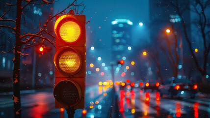 traffic light in the street created with Generative AI technology