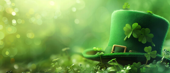Green leprechaun hat with clover for St. Patricks Day