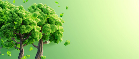 Obraz premium green tree on green background