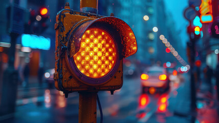 traffic light in the street created with Generative AI technology