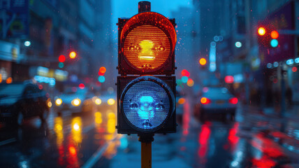 traffic light in the street created with Generative AI technology