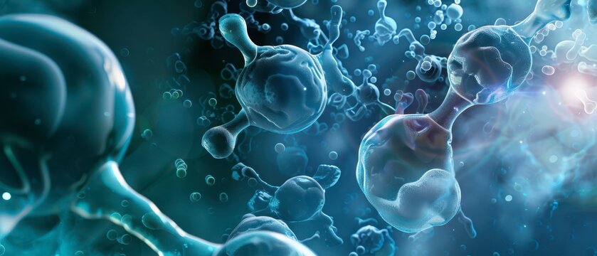 Abstract Illustration of Blue Organic Molecules in Motion - Powered by Adobe