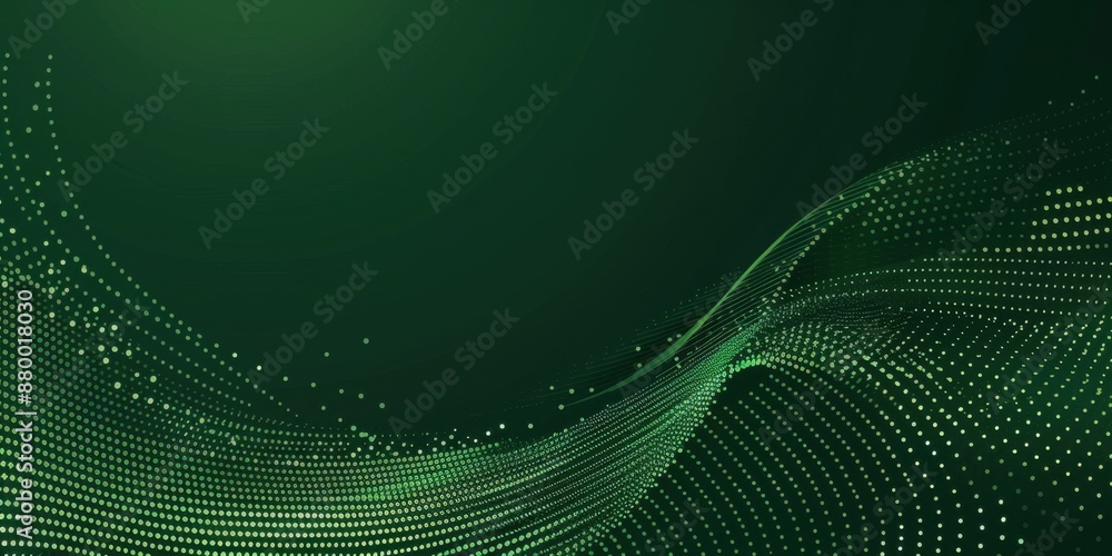 Aufkleber abstract green background with gradient dots and curved lines modern minimalistic style generative a