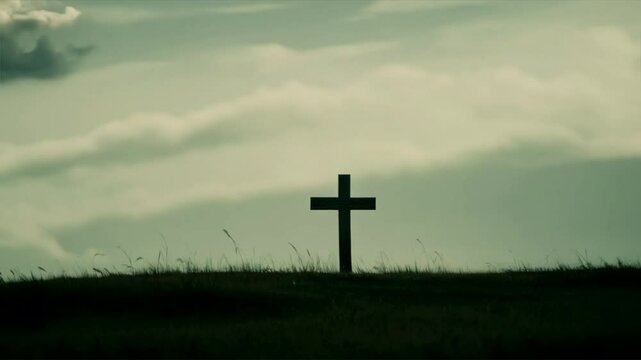 Background cross on grass