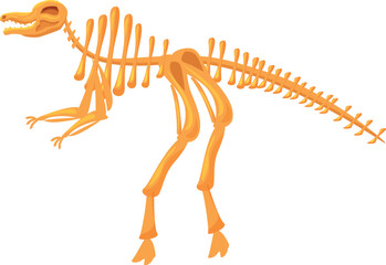 Illustration of a dinosaur skeleton standing on two legs