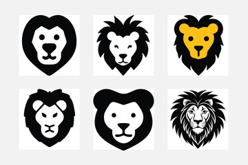 set of cartoon Lion head