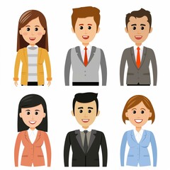 Fototapeta premium Cartoon Business Professionals Characters Illustration, Perfect for Corporate Presentations, Marketing, and Team Introductions.