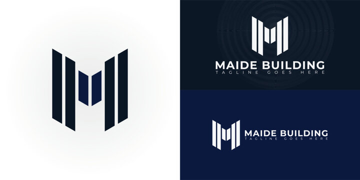Abstract initial letters M or MM logo in luxury black color isolated on multiple background colors. The logo is suitable for real estate and construction company logo vector design illustration