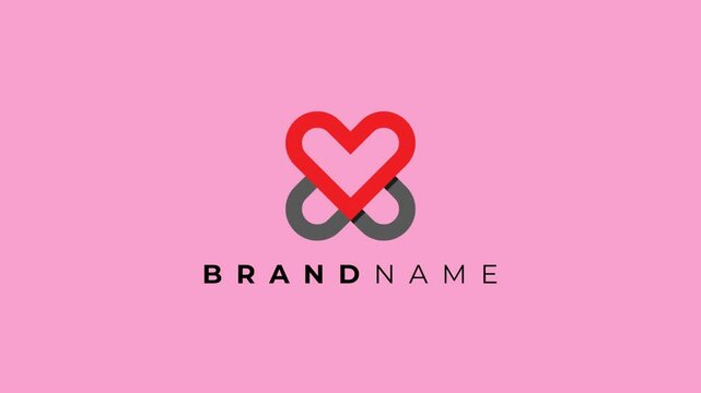 simple logo animation motion of cross health symbol made of hearth liver love and letter x