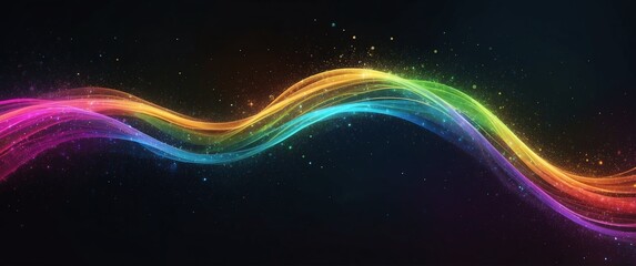 rainbow theme digital abstract dynamic light trail effect futuristic particles background design backdrop