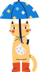 Cartoon Cat With Umbrella