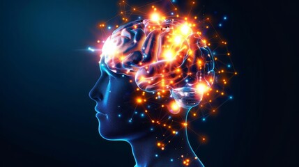 Obraz premium Glowing brain illustration depicting intelligence and knowledge.