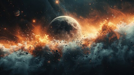 Obraz premium Fiery Cosmic Explosion Illustration