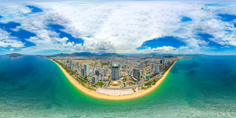 Aerial 360 spherical city panorama Nha Trang city. © vuongmanhcuong
