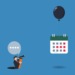 Businessman looking through a telescope looking for holidays vector illustration