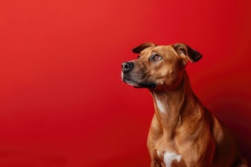 Obraz premium Clean and spacious composition featuring a dog against a solid backdrop, ideal for various design projects
