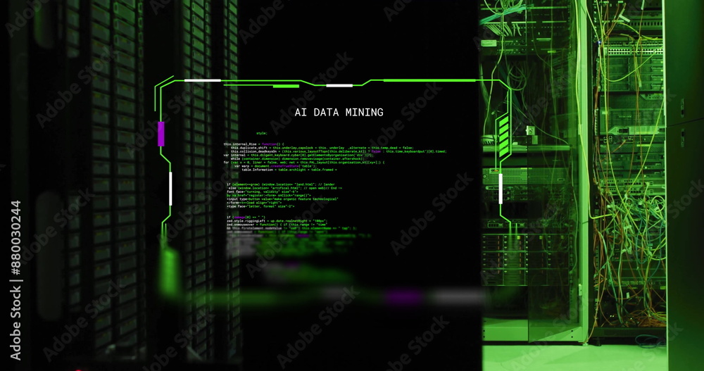 Poster image of interface ai data mining over computer servers