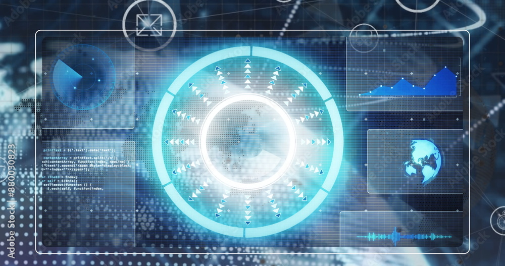 Aufkleber image of digital data processing over globe
