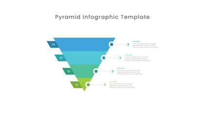 Flat pyramid infographic template with 4 levels