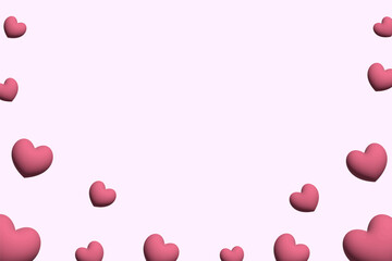 Background with 3D hearts. St. Valentine's Day. Place for text. Vector illustration.
