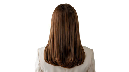 Naklejka premium Woman with straight long brown hair from back view, Hair styling, isolated on transparent background