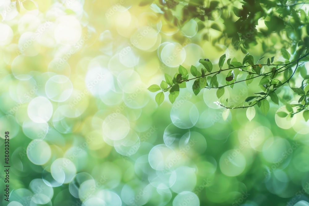 Poster beautiful blurred green nature background with bokeh and copy space for text generative ai