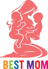 Best mom typography silhouette vector art illustration