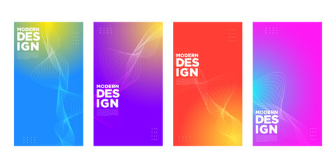 Fototapeta premium Set of colorful modern design templates with line ornaments. Suitable for business, banners, posters, flyers, covers, book covers, and industrial creative businesses