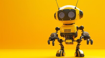 Yellow robot on a yellow background.