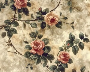 Elegant Rose Bouquet on Grunge Background